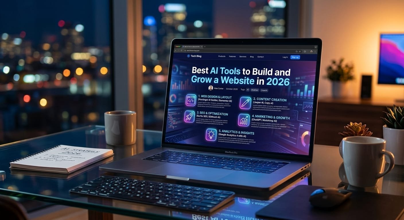 create image of my post Best AI Tools to Build and Grow a Website in 2026